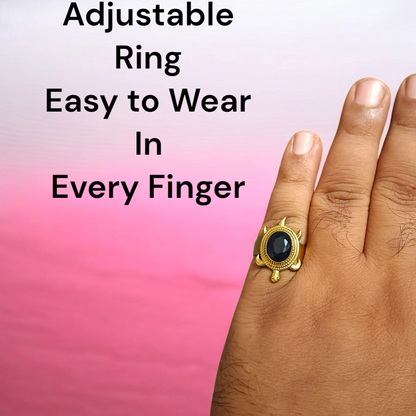Kachua Neelam Ring - Adjustable Blue Sapphire Gemstone Ring with Kachua Design in Ashtdhatu for Men and Women