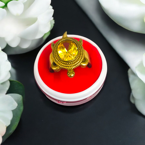 Kachua Pukhraj Ring – Adjustable Yellow Sapphire Gemstone Ring in Ashtdhatu