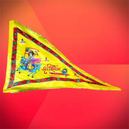 Khatu Shyam Ji Flag, Nisan Triangle Baba Shyam Jhanda for Temple, Home, and Office Decoration.
