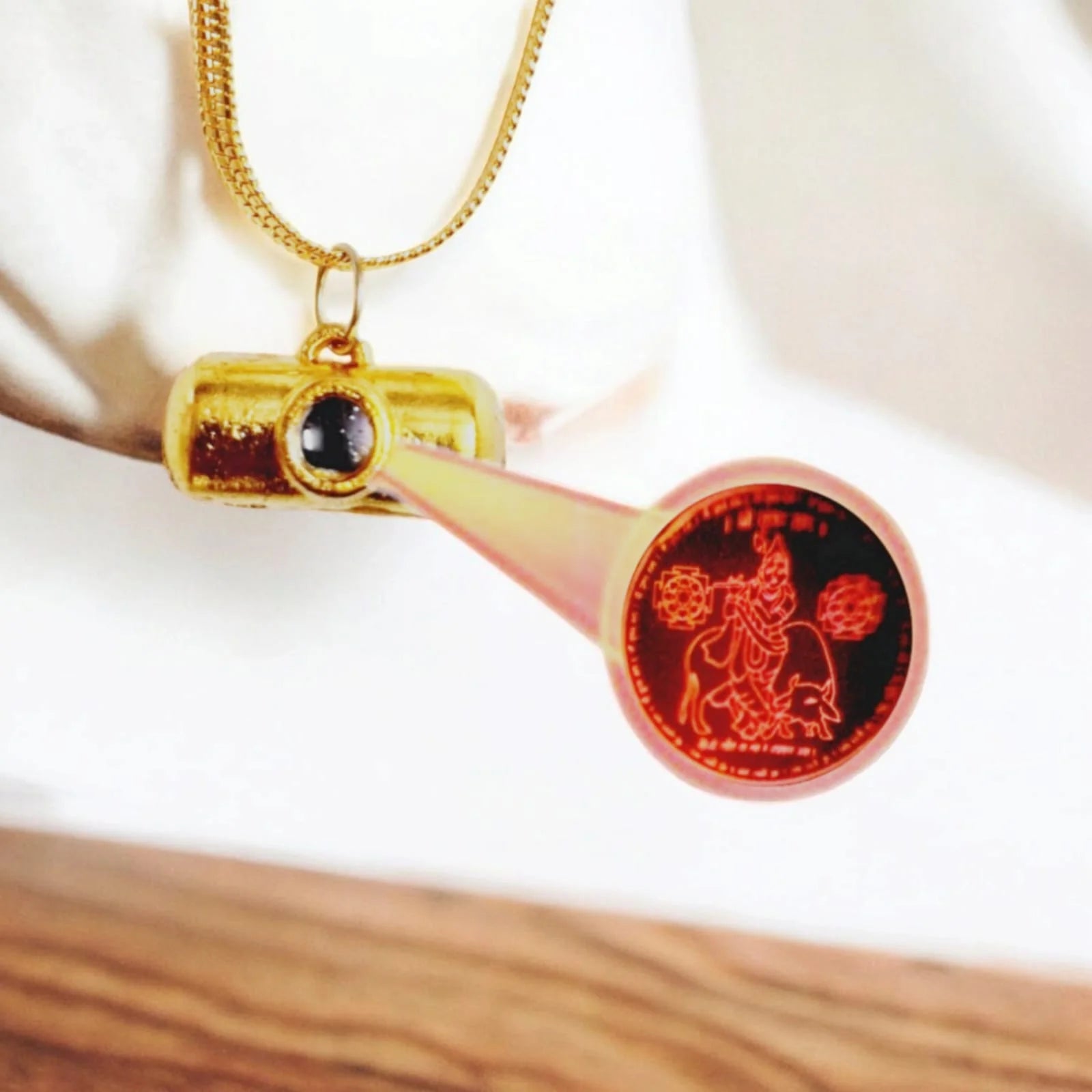 Krishna Ji Laser-Cut Locket with Gold Chain, Spiritual Pendant for Devotees