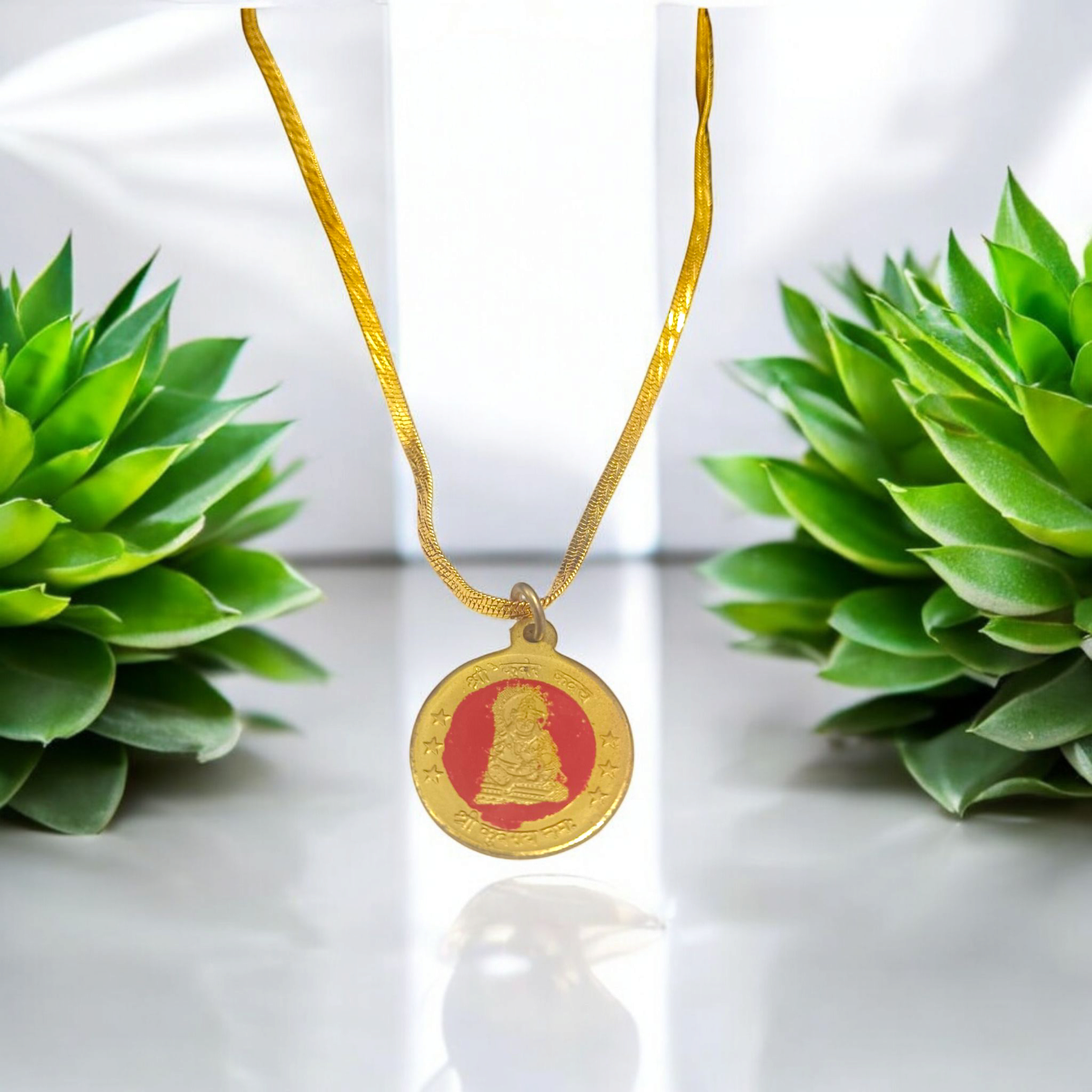 Kuber Kawach Locket with Gold Plated Chain, Spiritual Jewelry for Wealth and Prosperity.