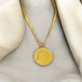 Kuber Kawach Locket with Gold Plated Chain, Spiritual Jewelry for Wealth and Prosperity.