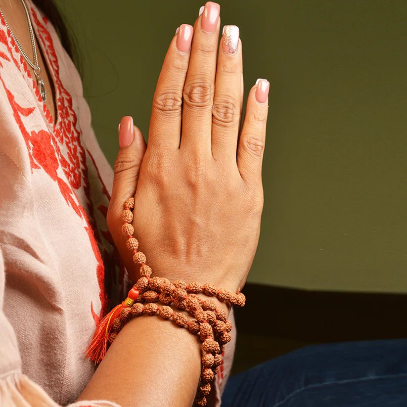 Lab-certified 2 Mukhi Rudraksha Mala for harmony in relationships, available in 27+1, 54+1, and 108+1 bead variants, by Gurupujan.