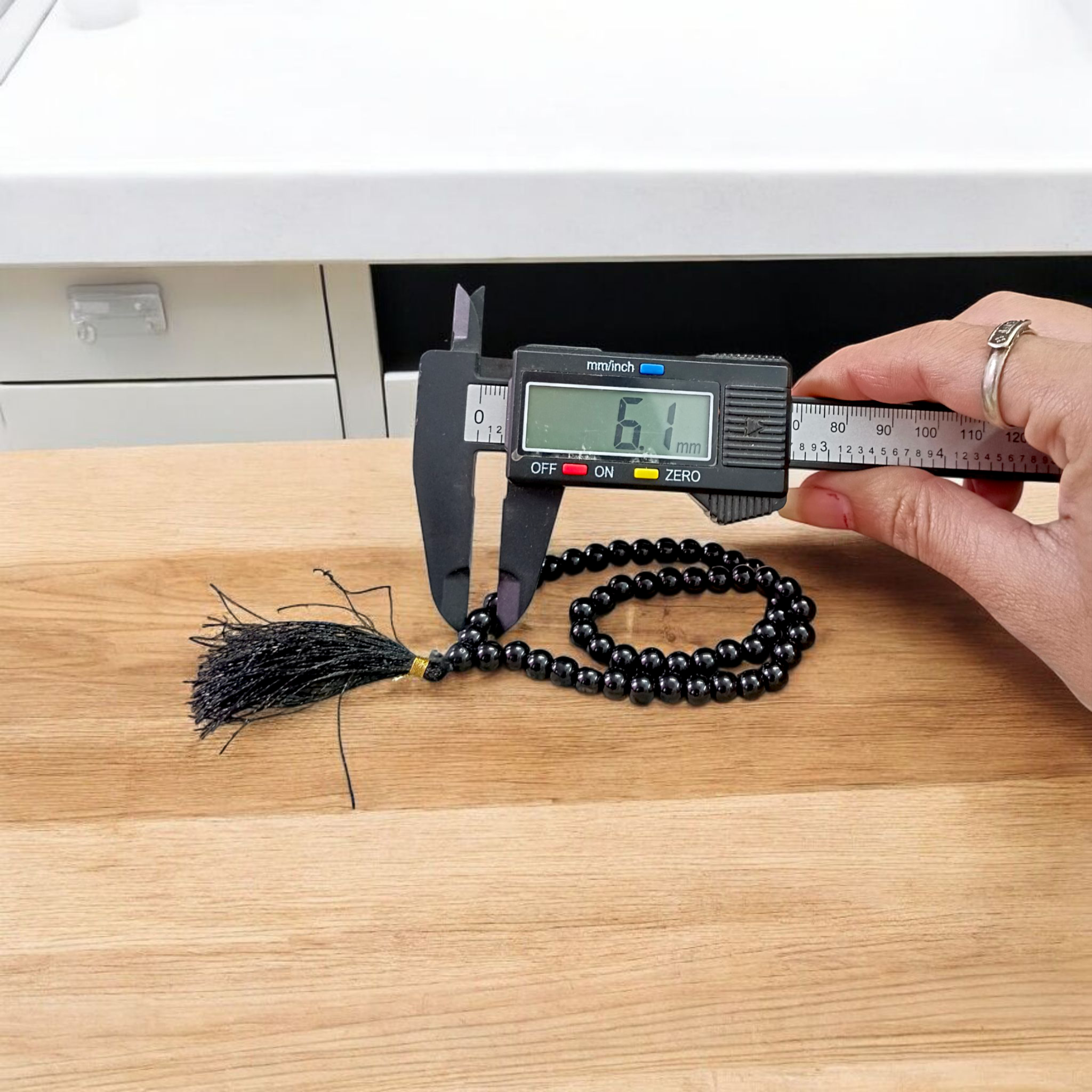 Lab Certified 54+1 bead Black Agate Mala with 6mm round beads for meditation, protection, and spiritual rituals