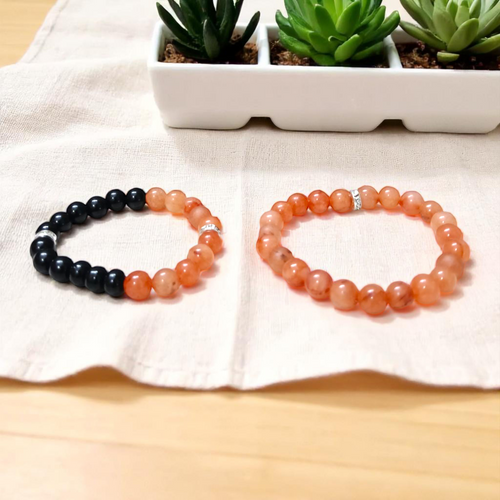 Hessonite & Black Agate Bracelet Combo  – Healing & Protection | Gurupujan