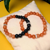Lab Certified 8MM Hessonite & Black Agate Bracelet Combo – Healing & Protection | Gurupujan