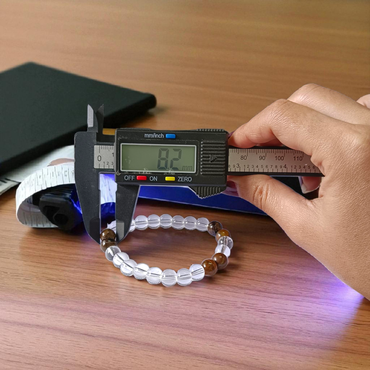 Lab Certified Aura Armor Bracelet with 8mm multi stone stretchable beads for healing, chakra balancing, and spiritual protection