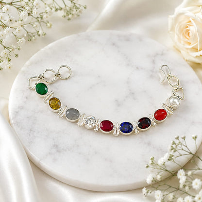 Lab Certified Multicolor Navratan Navgrah Bracelet for Spiritual Balance