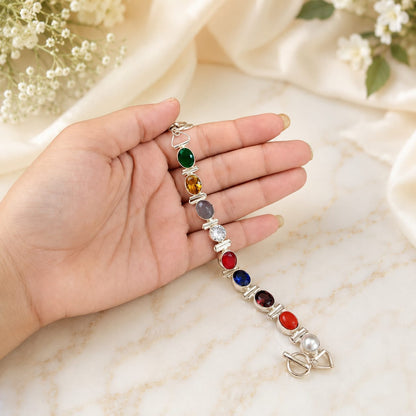 Lab Certified Multicolor Navratan Navgrah Bracelet for Spiritual Balance