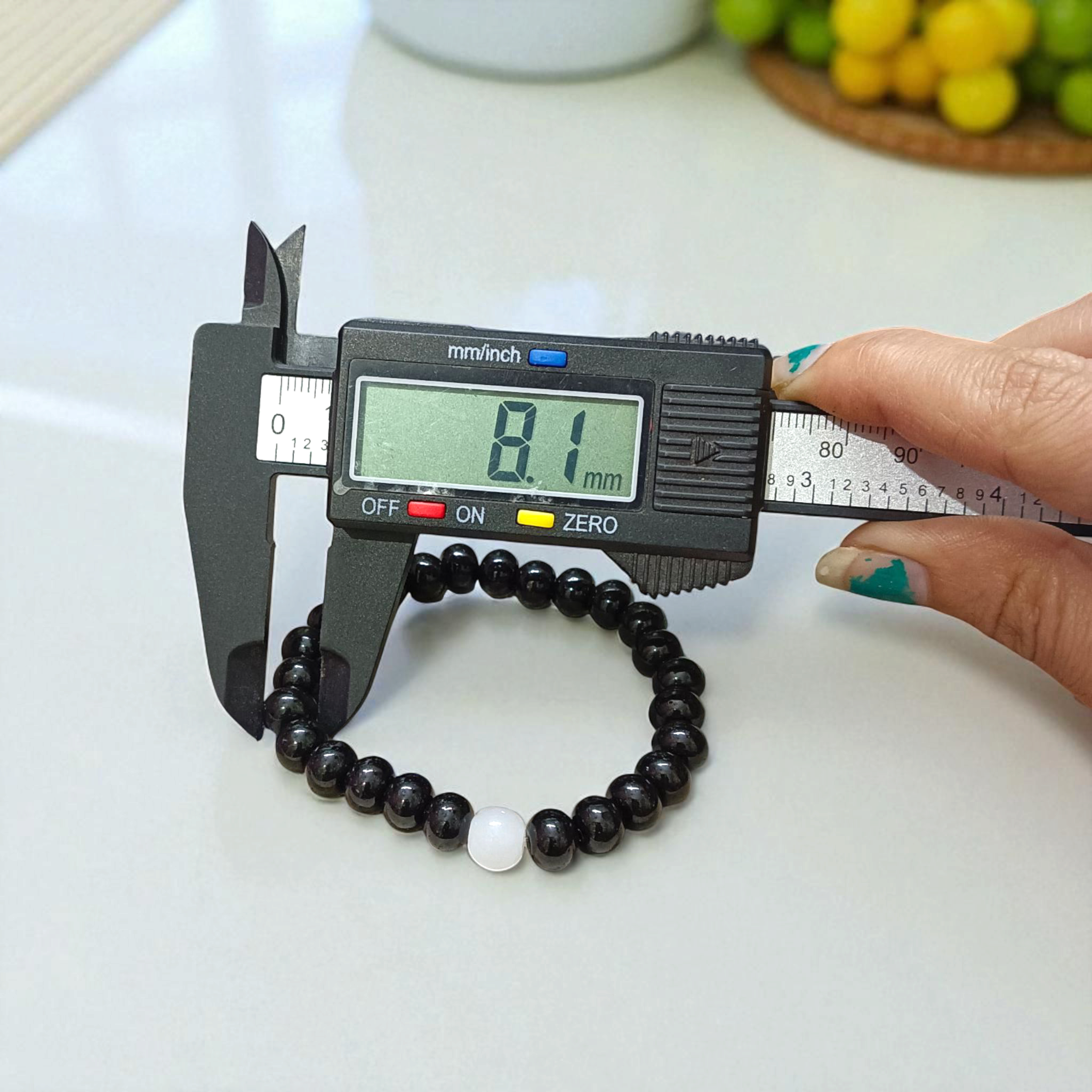 Lab Certified Natural Black and White Agate (Hakik) Bracelet with 8mm Beads for Healing and Energy Balance