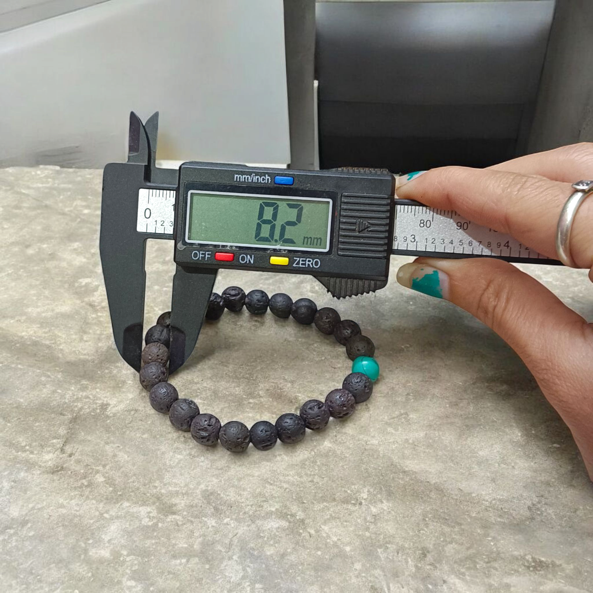 Lab Certified Natural Lava and Turquoise Bracelet with 8mm Stretchable Beads for Healing, Meditation, and Aromatherapy Use