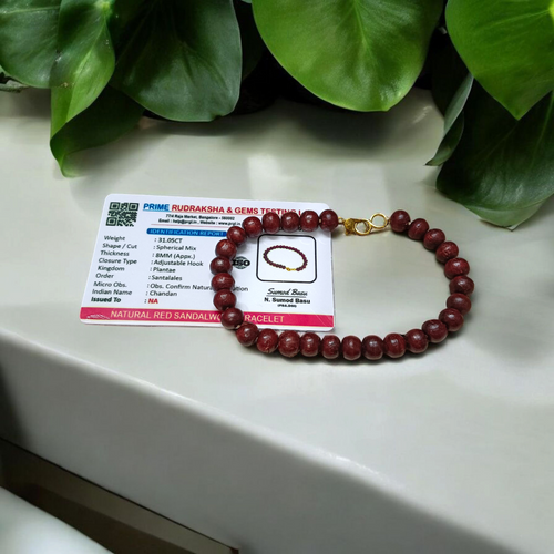 Natural Red Sandalwood Bracelet | Lal Chandan | Lab Certified & Energized