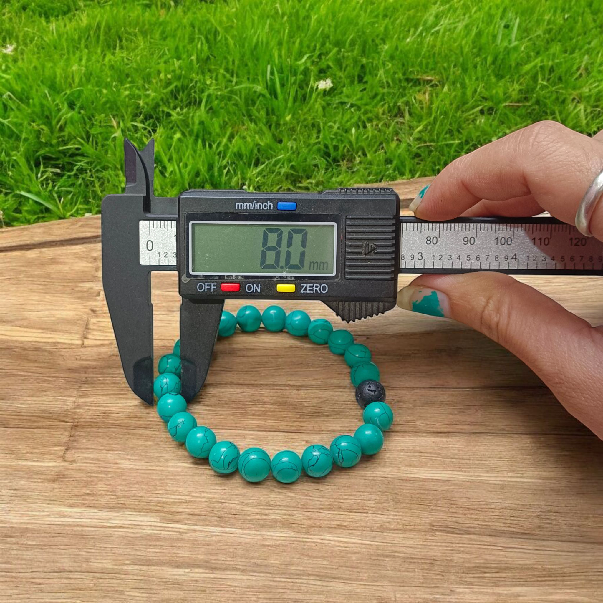 Lab Certified Natural Turquoise and Lava Stone Bracelet with 8mm Beads for Meditation, Healing, and Grounding Energy
