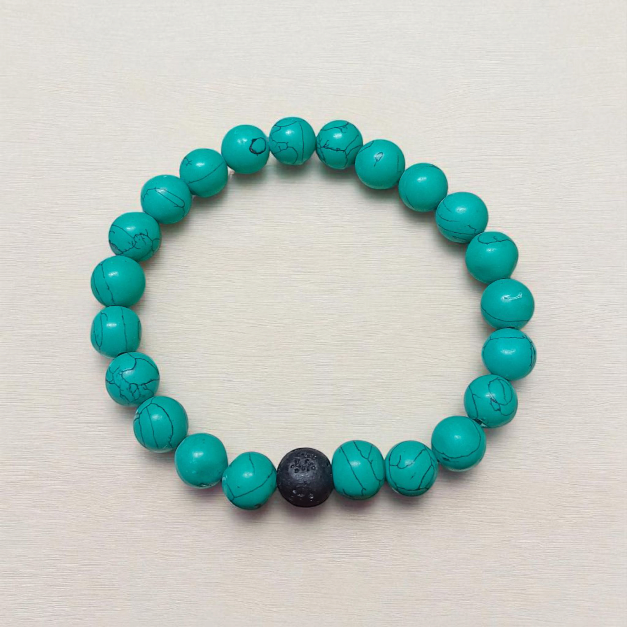 Lab Certified Natural Turquoise and Lava Stone Bracelet with 8mm Beads for Meditation, Healing, and Grounding Energy