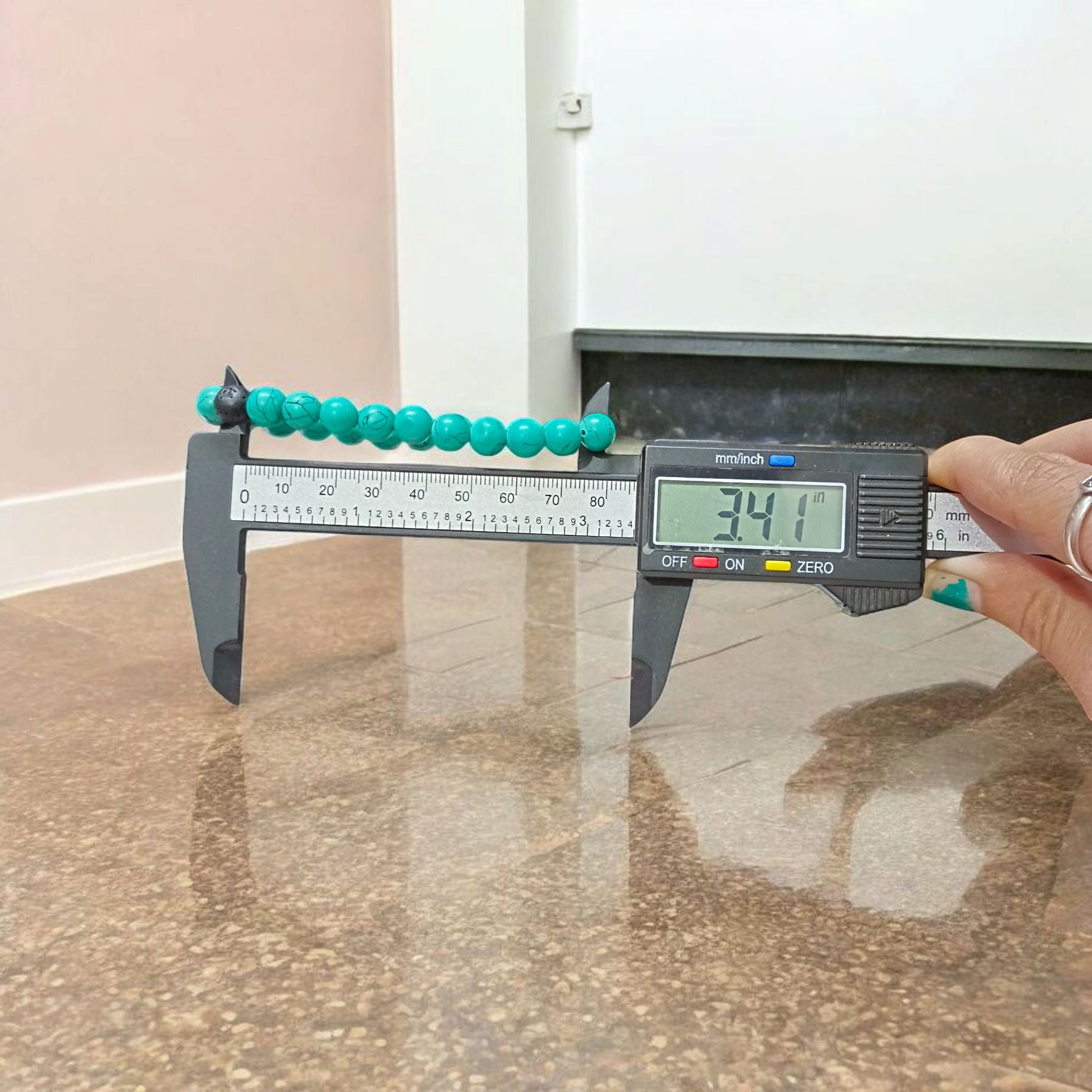 Lab Certified Natural Turquoise and Lava Stone Bracelet with 8mm Beads for Meditation, Healing, and Grounding Energy