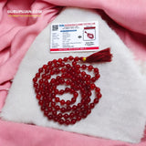 Lab Certified Original Red Agate Mala with 108+1 Beads from Gurupujan