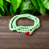 Lab certified Green Moti Mala with 108+1 beads for meditation, Japa, and emotional healing