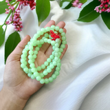 Lab certified Green Moti Mala with 108+1 beads for meditation, Japa, and emotional healing