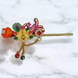 Laddu Gopal Bansuri with peacock design and zircon embellishments, heavy and decorative for Krishna idol.