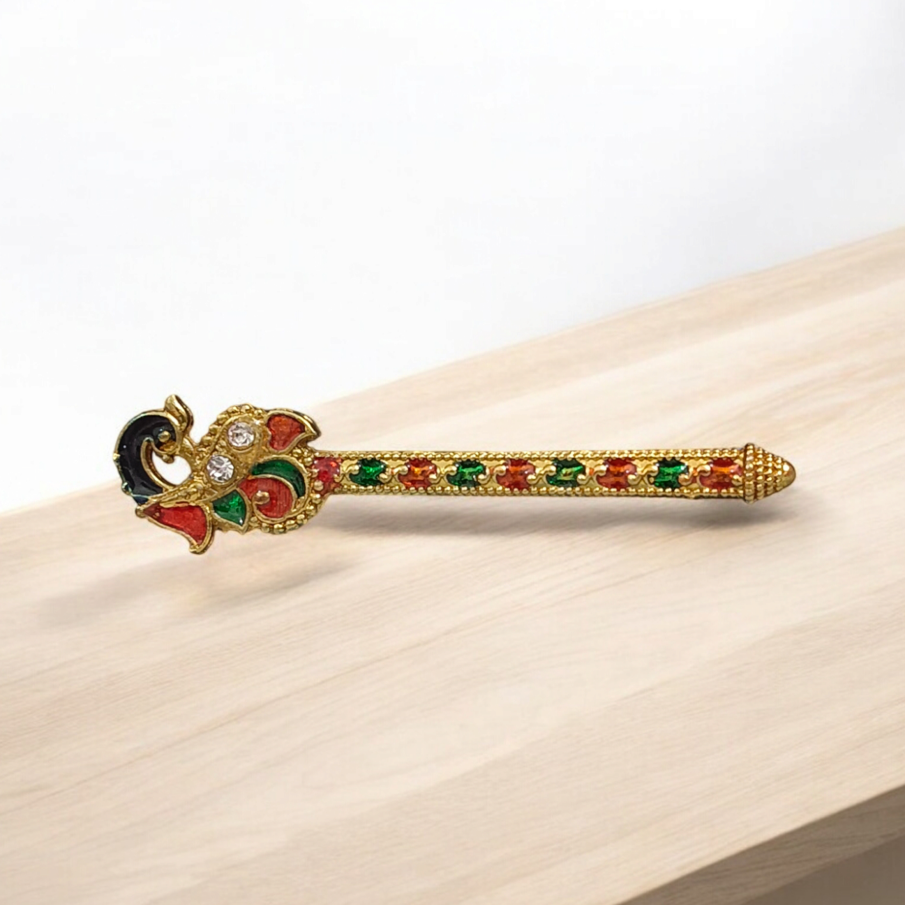 Laddu Gopal Bansuri with peacock design, perfect for Krishna idol and spiritual decor.