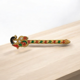 Laddu Gopal Bansuri with peacock design, perfect for Krishna idol and spiritual decor.