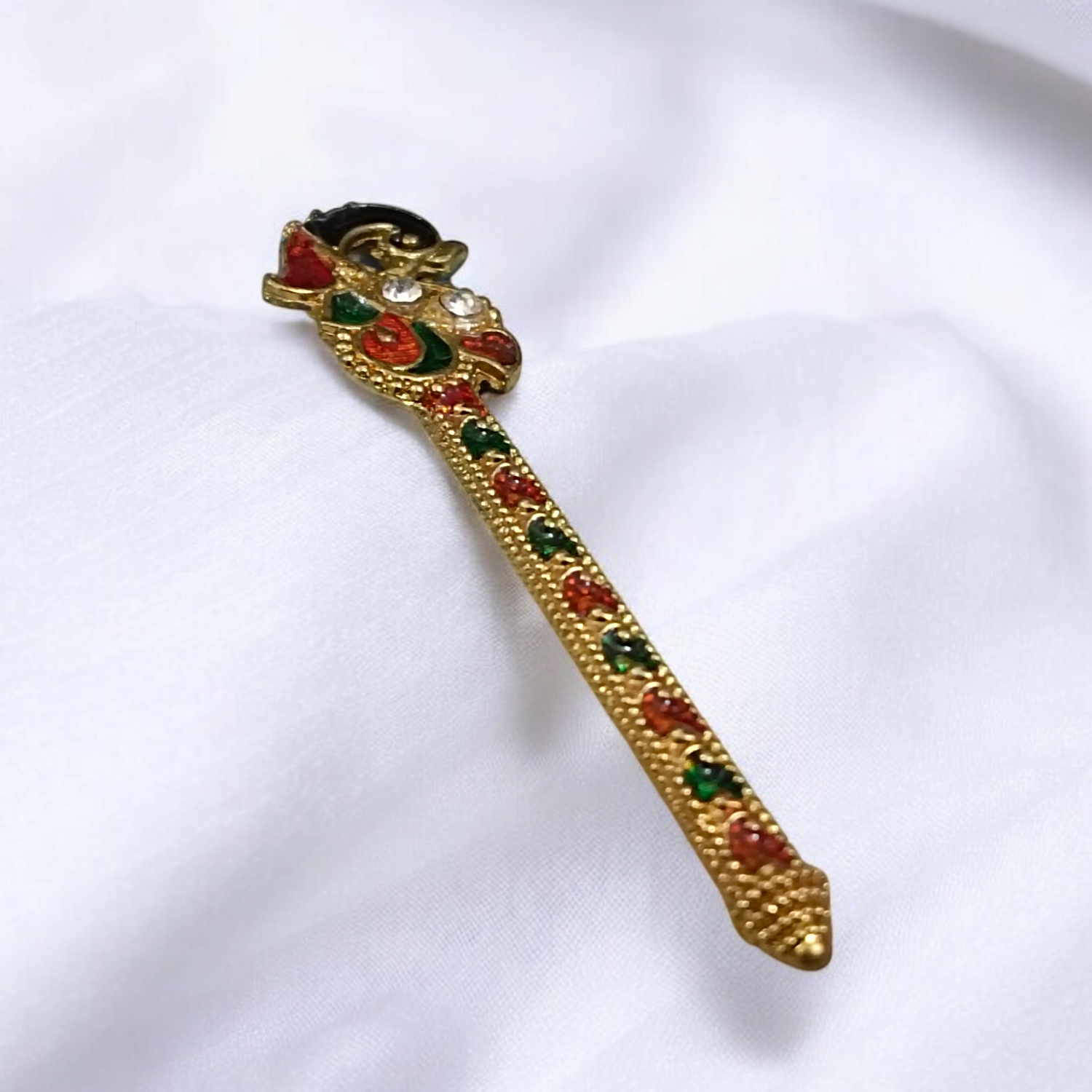 Laddu Gopal Bansuri with peacock design, perfect for Krishna idol and spiritual decor.