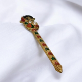 Laddu Gopal Bansuri with peacock design, perfect for Krishna idol and spiritual decor.