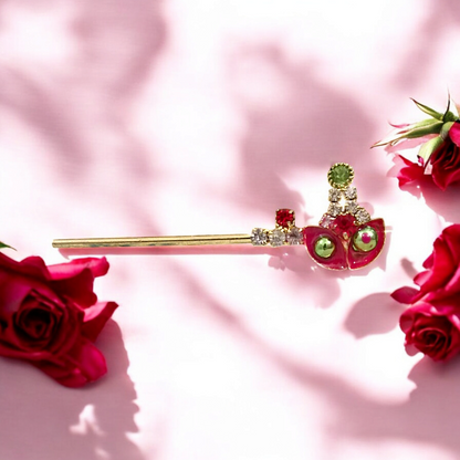 Laddu Gopal Bansuri with zircon design, perfect for Janmashtami and Radha Ashtami celebrations.