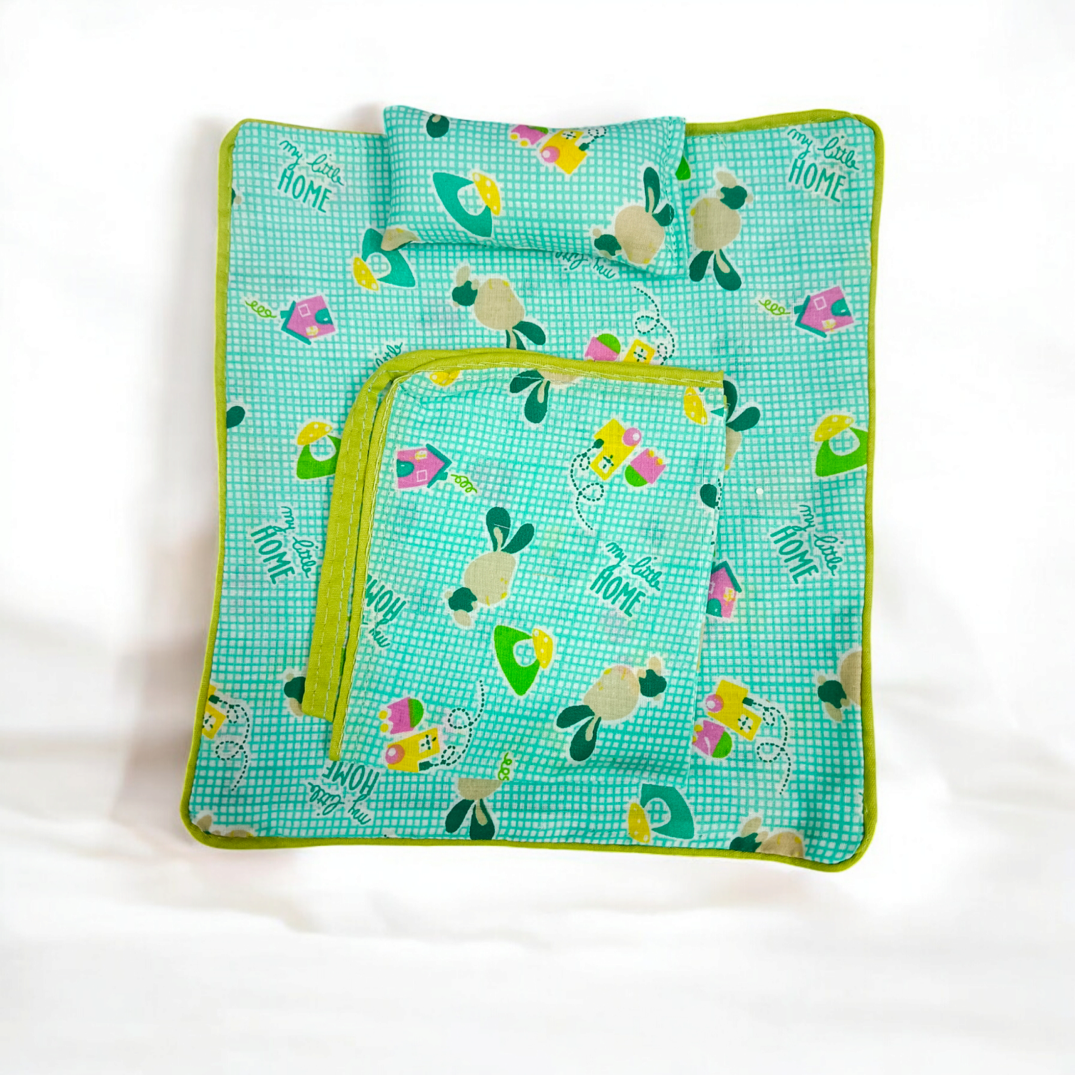 Laddu Gopal Bedsheet With Pillow and Blanket | 8X9 Inch | Suitable for 0-5 No. Laddu Gopal | Krishna Comfortable Bedsheet