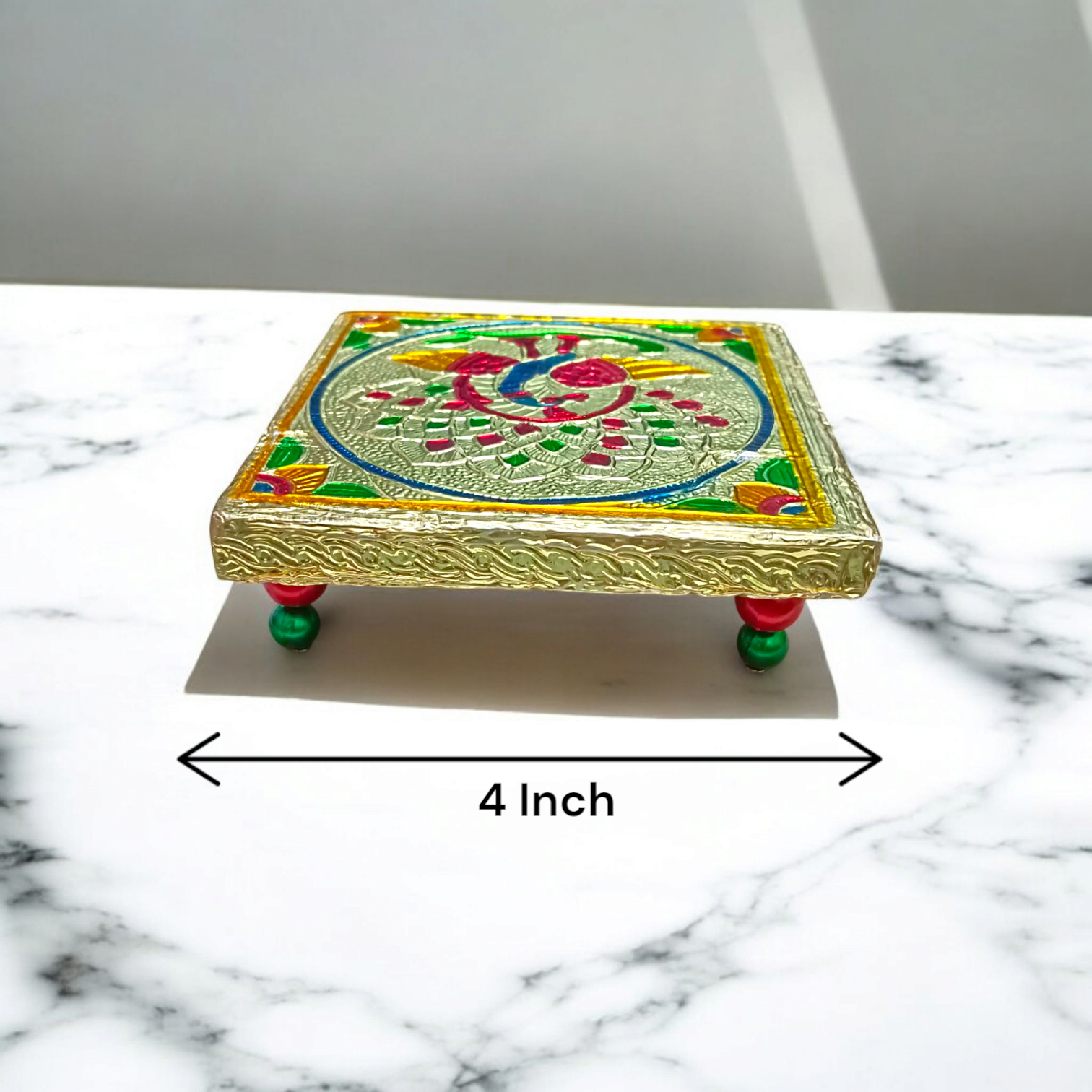 Laddu Gopal Chowki with an elegant design, perfect for Krishna idol and pooja room decoration.
