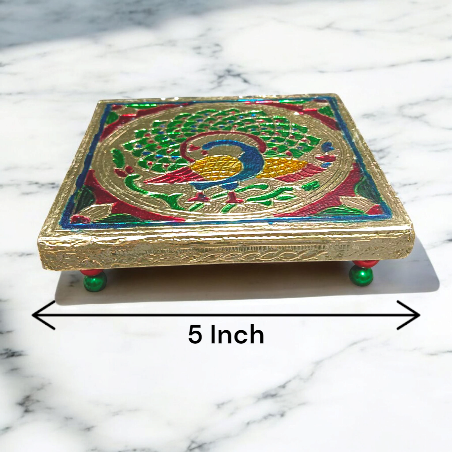 Laddu Gopal Chowki with an elegant design, perfect for Krishna idol and pooja room decoration.