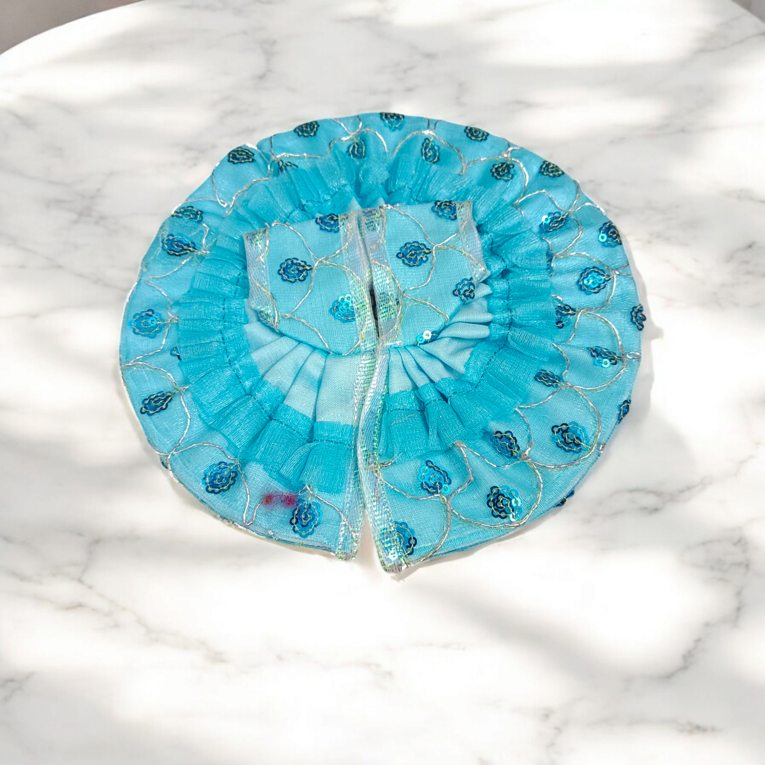 Laddu Gopal Dress in beautiful satin with net detailing, Size 3 No., perfect for special occasions and festive pooja ceremonies.