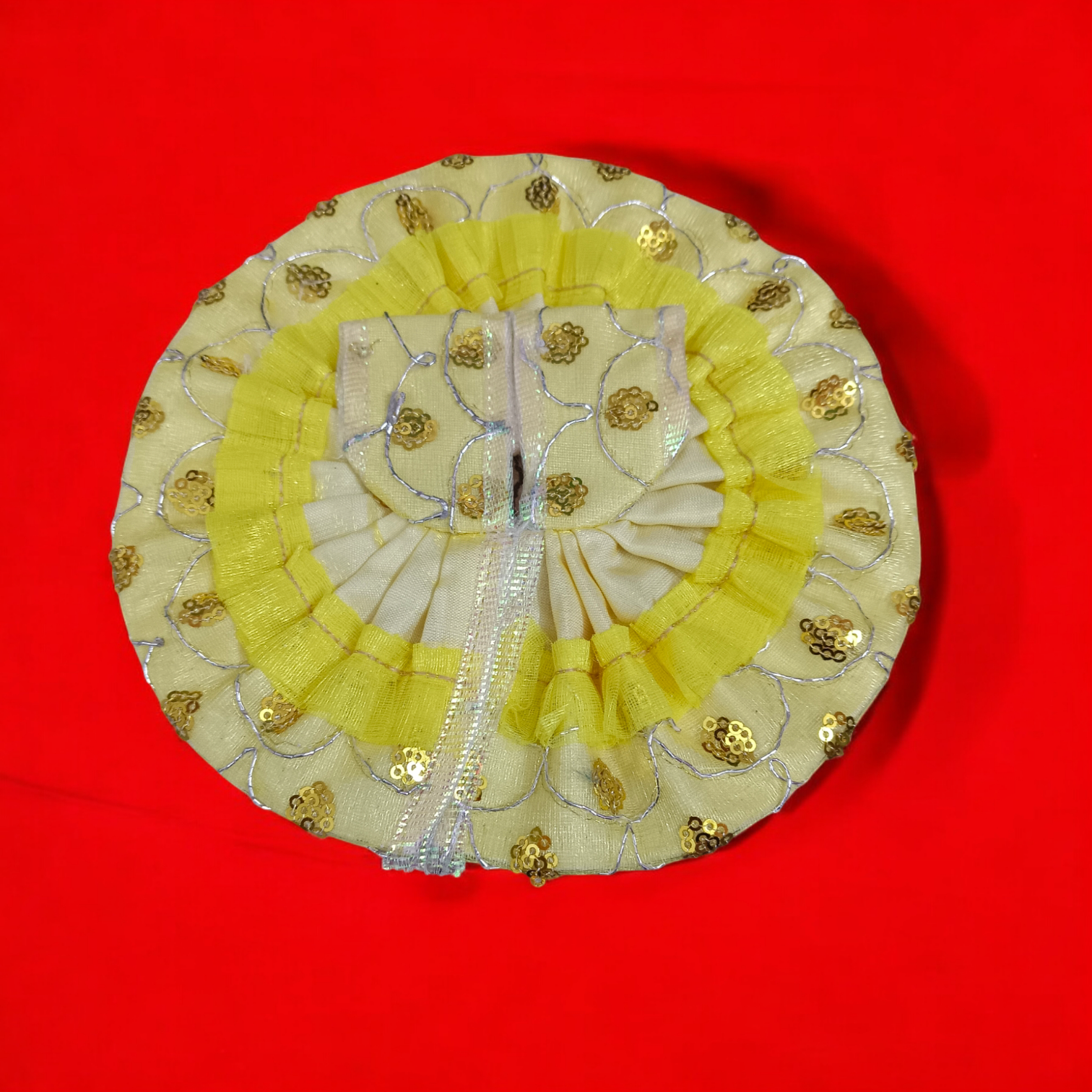 Laddu Gopal Dress in beautiful satin with net detailing, Size 3 No., perfect for special occasions and festive pooja ceremonies.