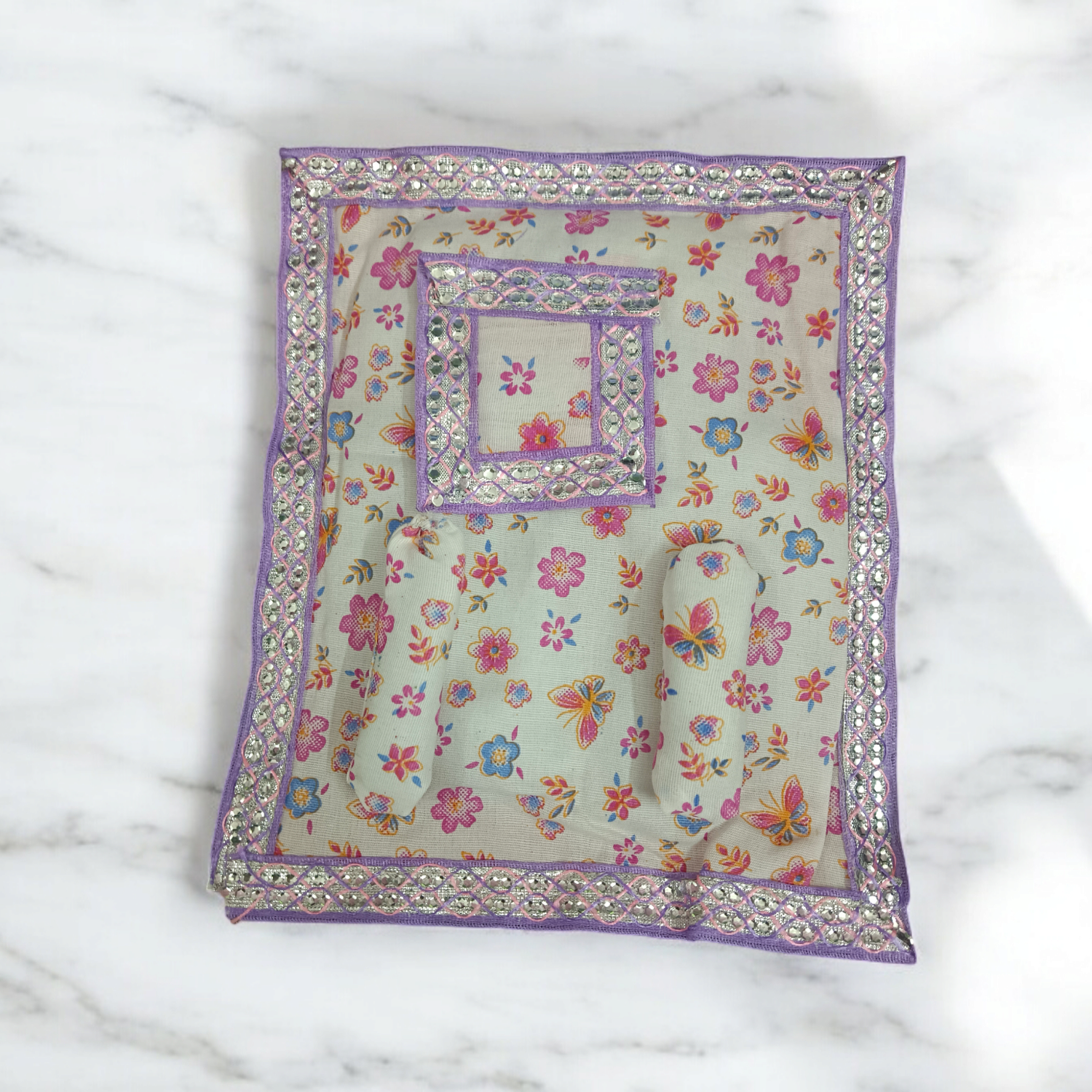 Laddu Gopal Gaddi Pillow Set | Suitable for 0-5 No. Laddu Gopal | Krishna Comfortable Aasan