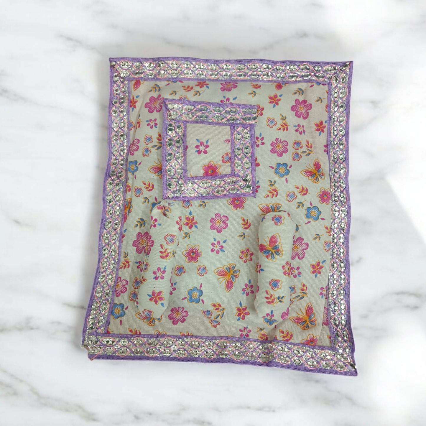 Laddu Gopal Gaddi Pillow Set | Suitable for 0-5 No. Laddu Gopal | Krishna Comfortable Aasan