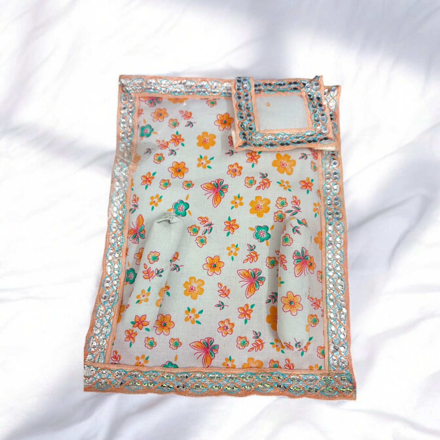 Laddu Gopal Gaddi Pillow Set | Suitable for 0-5 No. Laddu Gopal | Krishna Comfortable Aasan