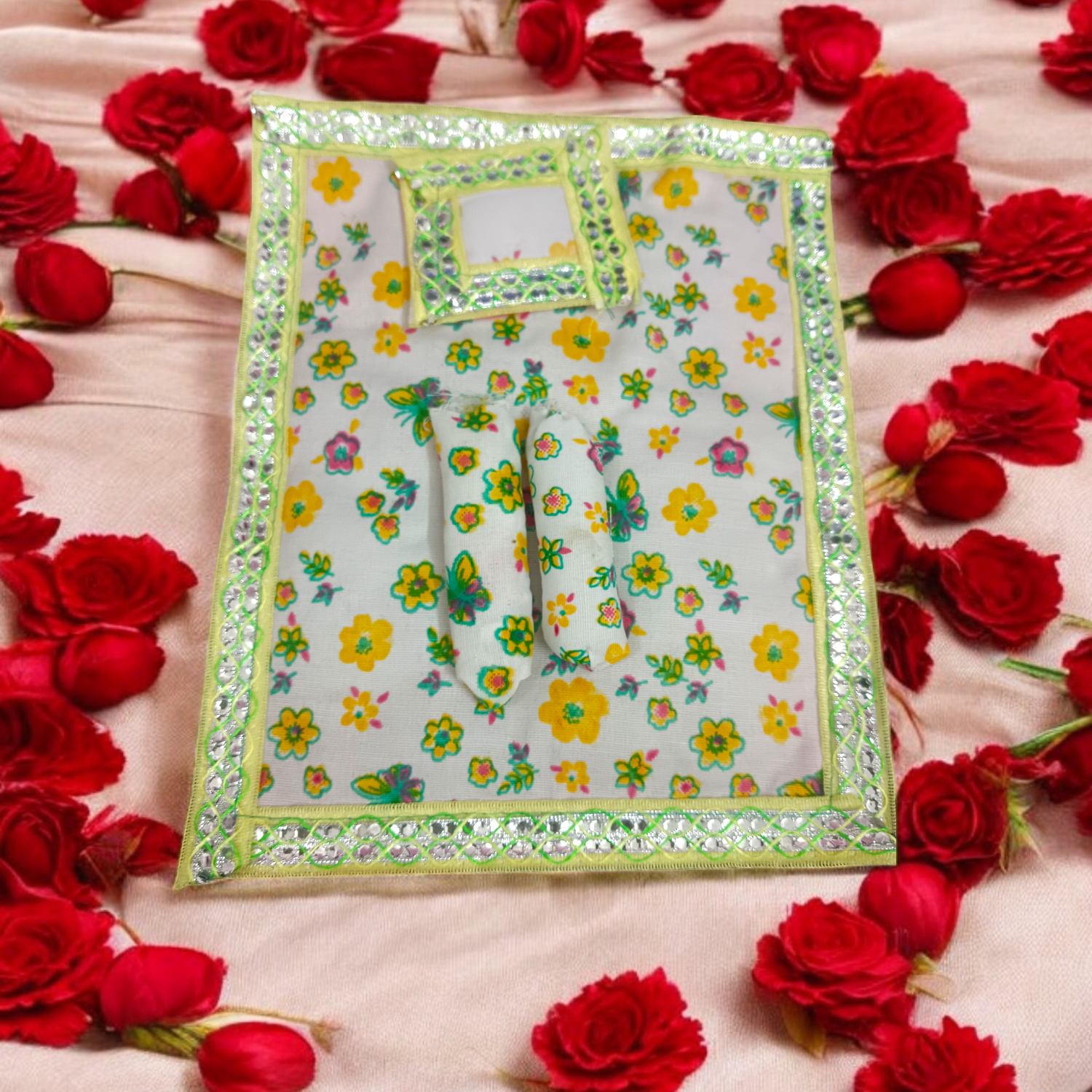 Laddu Gopal Gaddi Pillow Set | Suitable for 0-5 No. Laddu Gopal | Krishna Comfortable Aasan 