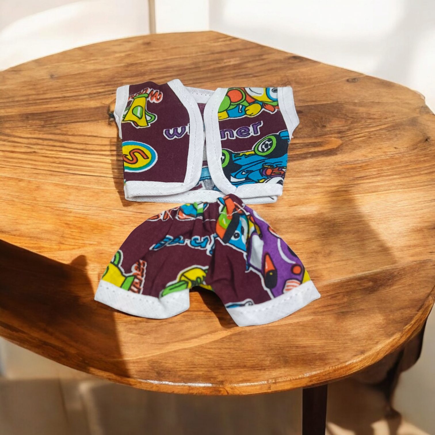Laddu Gopal Ji dressed in soft cotton night suits, colorful and elegant design