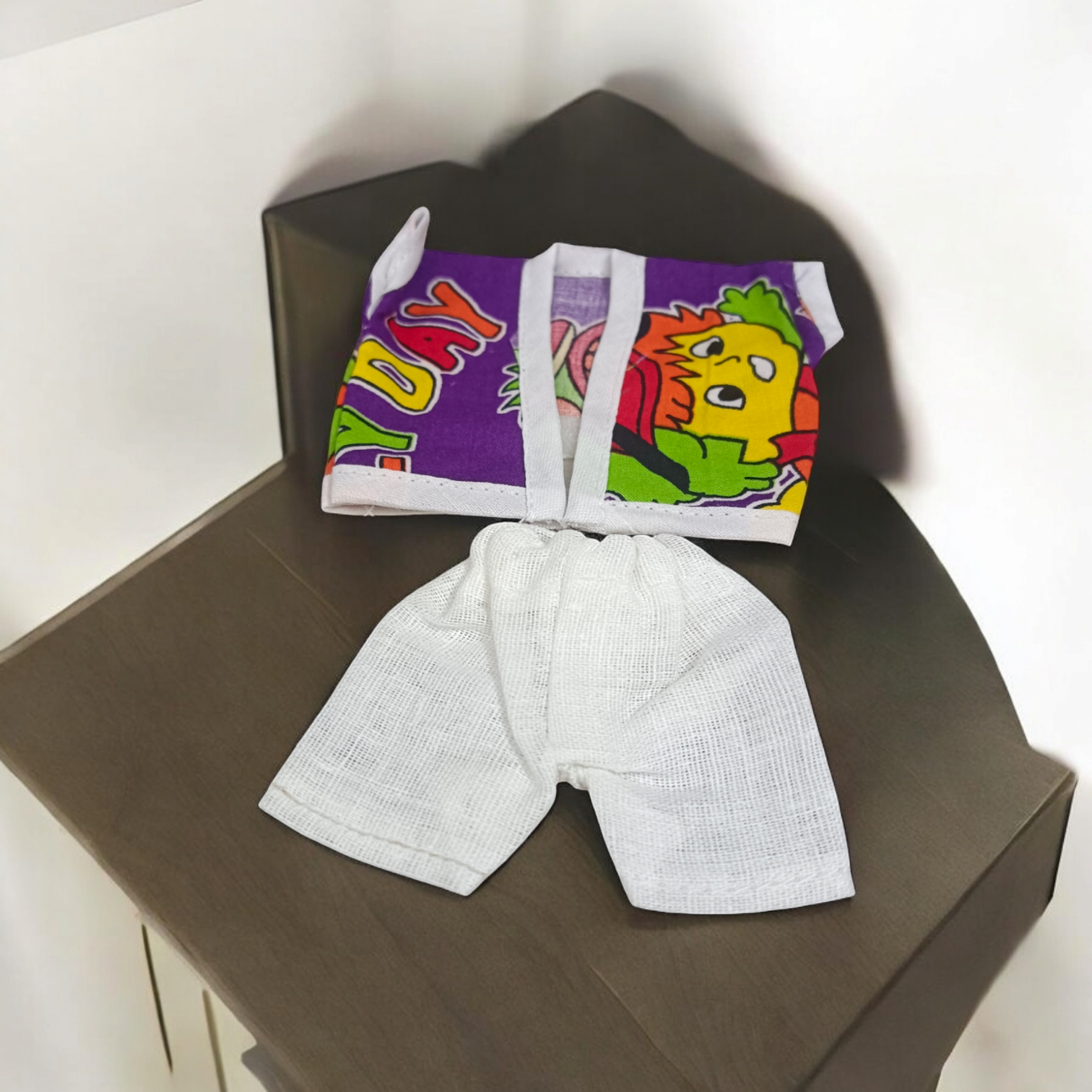 Laddu Gopal Ji dressed in soft cotton night suits, colorful and elegant design