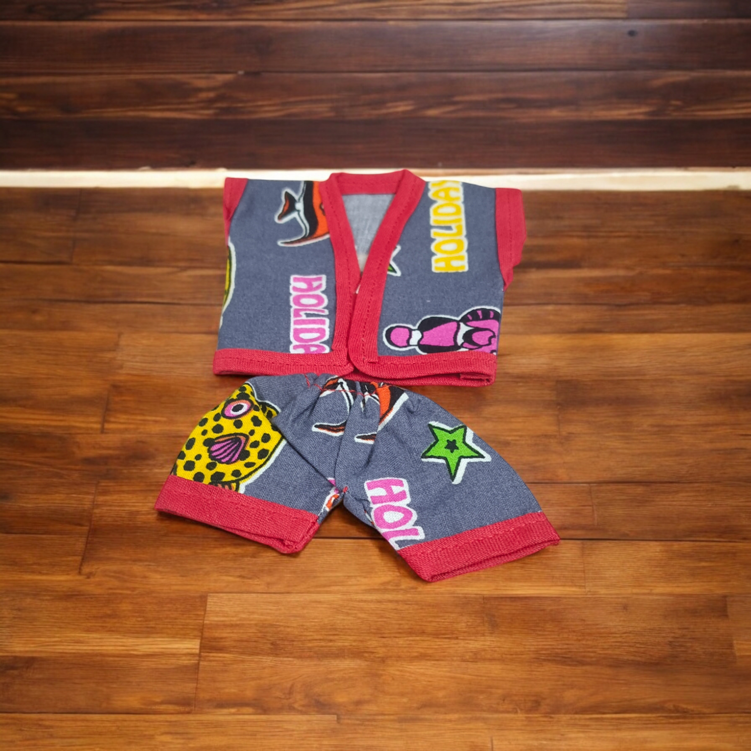 Laddu Gopal Ji dressed in soft cotton night suits, colorful and elegant design