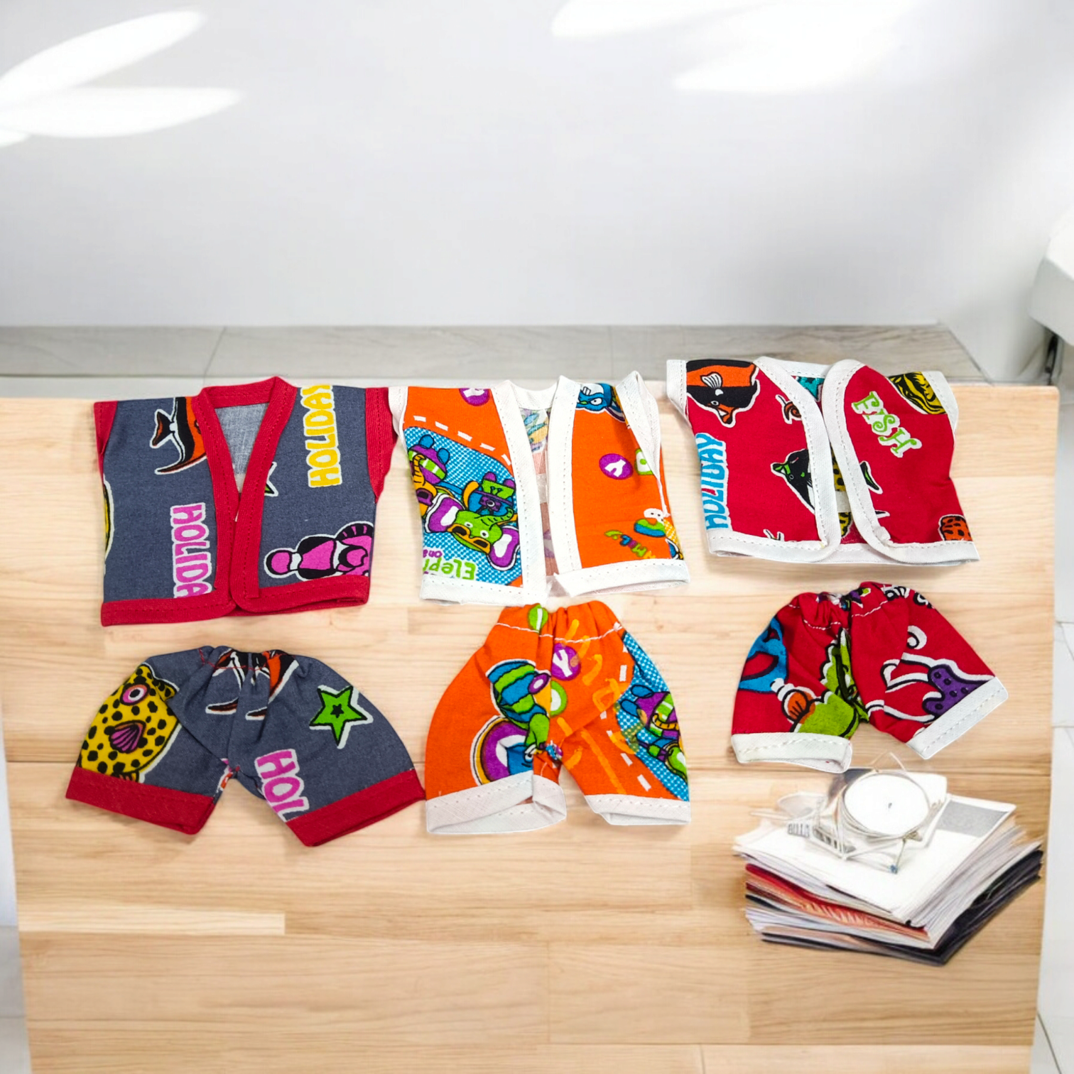 Laddu Gopal Ji dressed in soft cotton night suits, colorful and elegant design