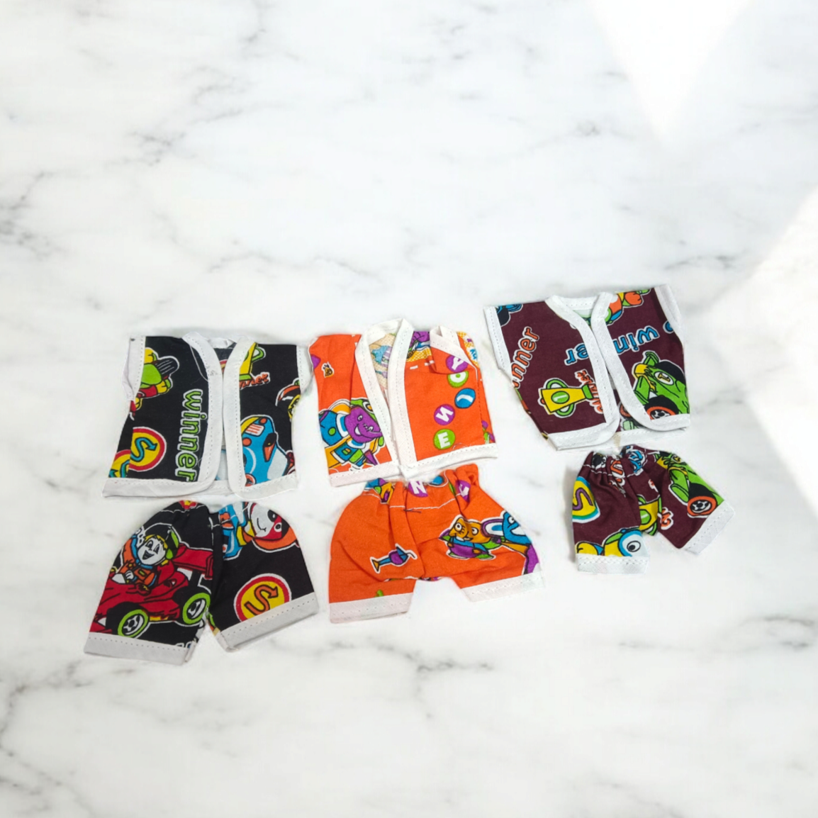 Laddu Gopal Ji dressed in soft cotton night suits, colorful and elegant design