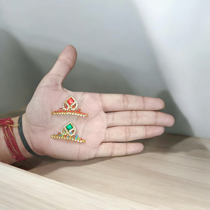 Laddu Gopal Mukut with Zircon Design | Laddu Gopal Crown | Adjustable Design