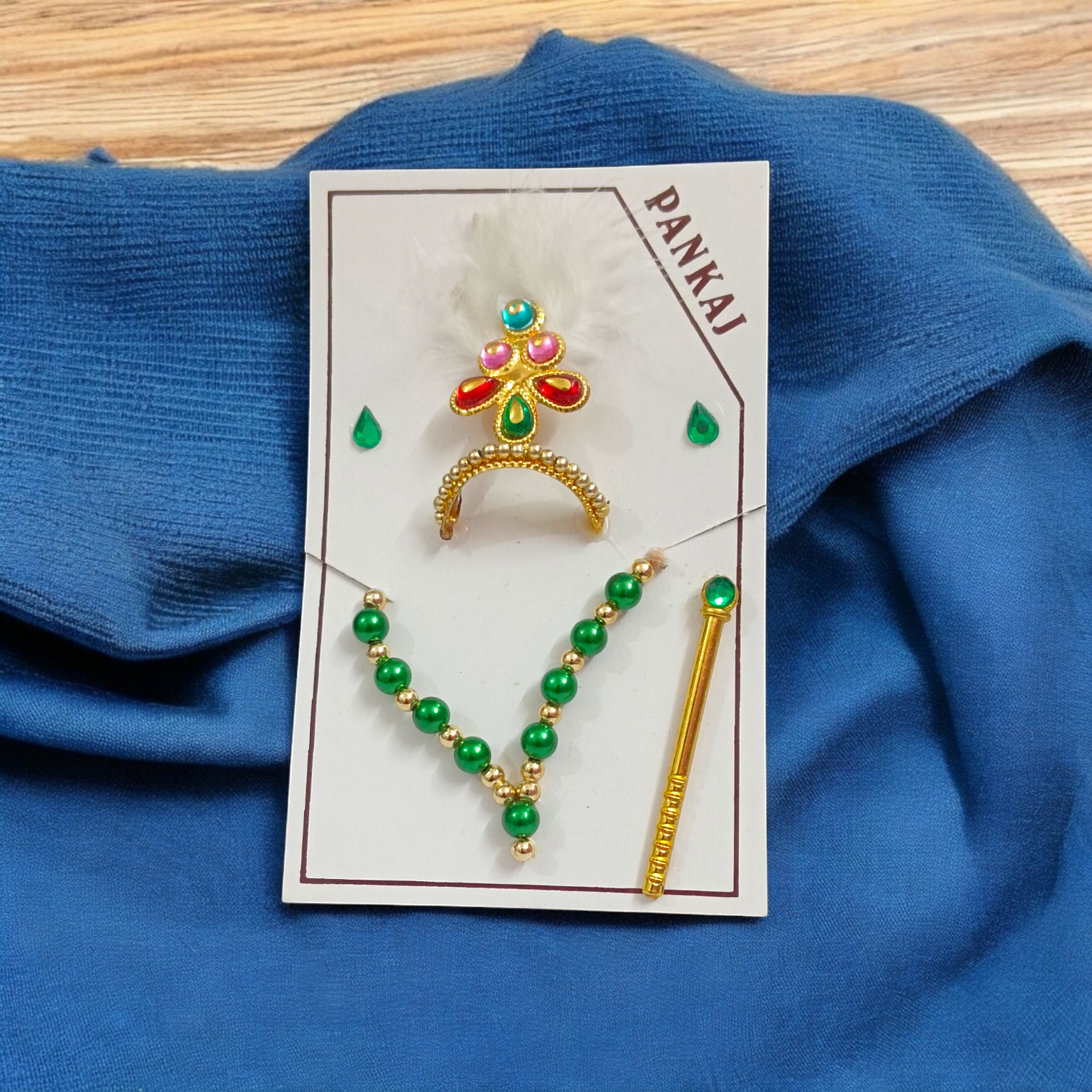 Laddu Gopal Shringaar Set | Mukut, Bangle, Mala, Earrings, Bansuri, Bindi