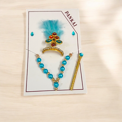 Laddu Gopal Shringaar Set | Mukut, Bangle, Mala, Earrings, Bansuri, Bindi