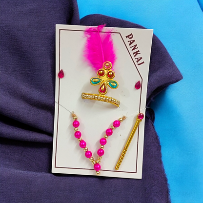 Laddu Gopal Shringaar Set | Mukut, Bangle, Mala, Earrings, Bansuri, Bindi