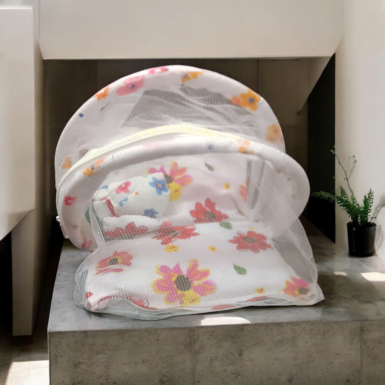 Laddu Gopal comfortable bed with mosquito net and three soft pillows, ideal for idols of size 0-4 No.
