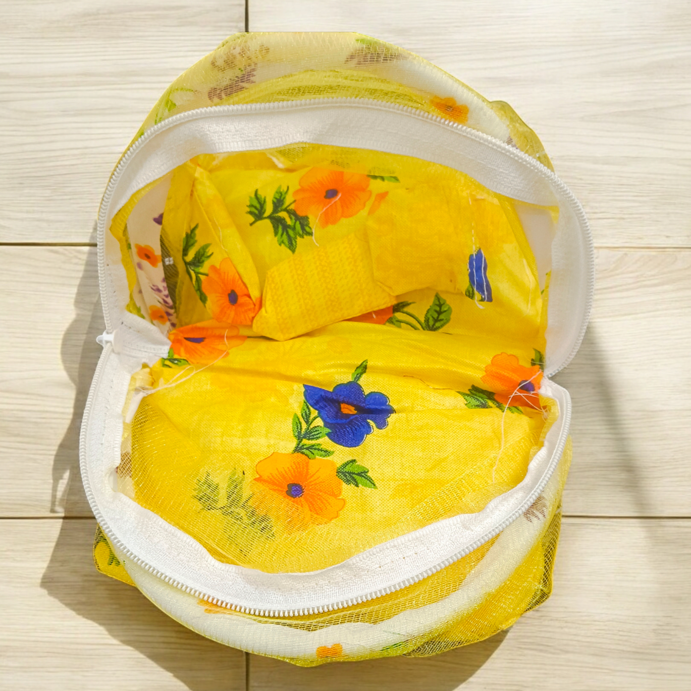 Laddu Gopal comfortable bed with mosquito net and three soft pillows, ideal for idols of size 0-4 No.