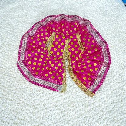 Laddu Gopal dress made from luxurious satin fabric, tailored for Size 3 No. idols, perfect for religious ceremonies and festivals.
