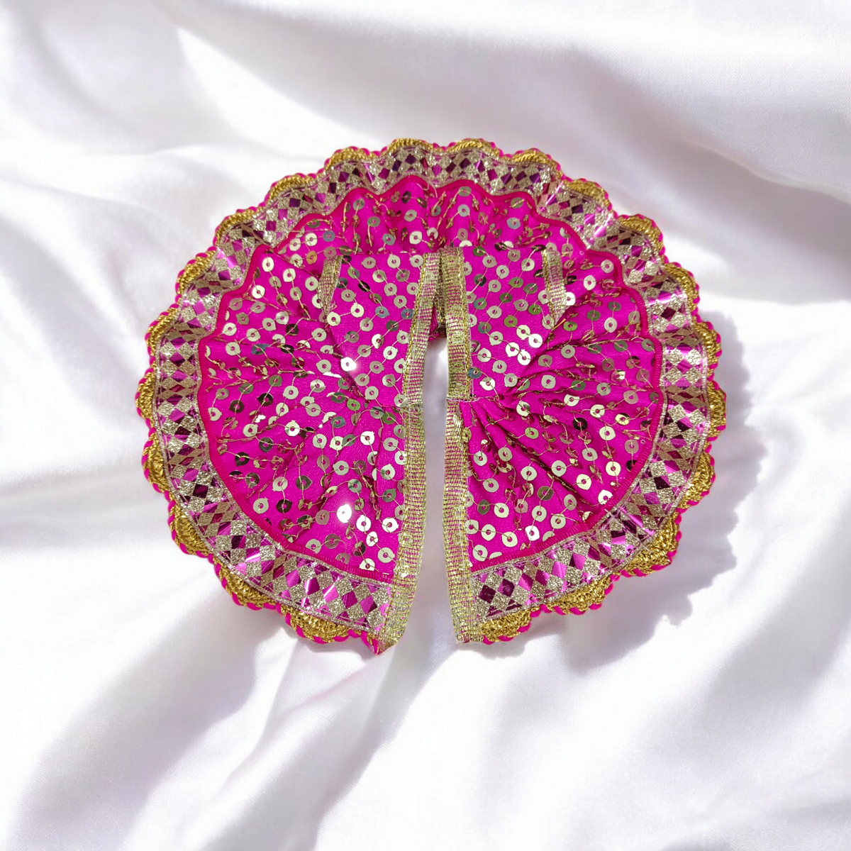 Laddu Gopal dress with beautiful embroidery design, perfect for adorning Lord Krishna idol during functions, festivals, and religious ceremonies.